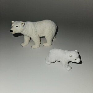 2 Schleich White Polar Bear Toy Figure Lot Realistic 2013 2017 Cub Adult